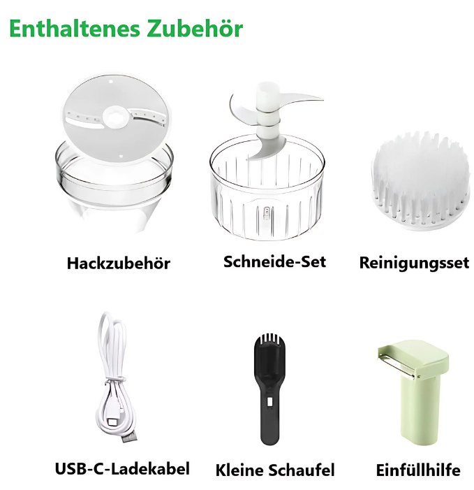 Elektrisches Gemüseschneider-Set - 4 in 1 Tragbar